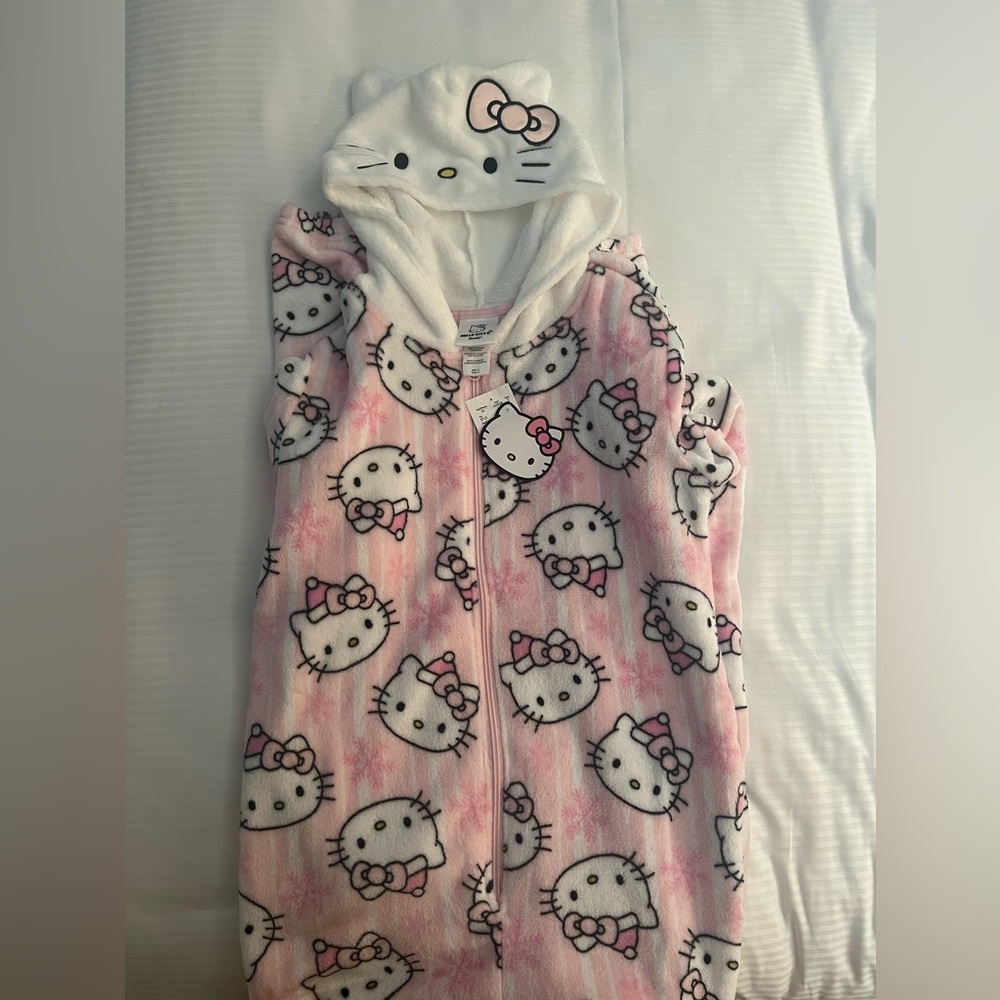 Hello Kitty Fleece Hooded One-Piece Pajama Jumpsuit